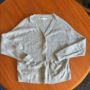 Grace & Lace Gray Ribbed Knit Cardigan Sweater